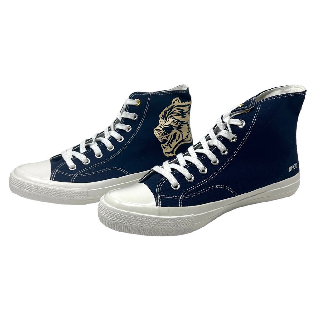 Darc Sport High Top Shoes W1-DIOS Wolves Forever NFGU Sneakers in Navy/Tan - Picture 2 of 8